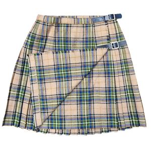1970s wool plaid buckle wrap schoolgirl mini